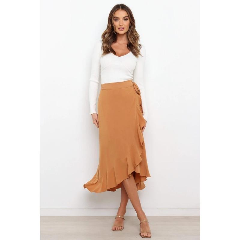 Summer fashion new all-match women's skirt, one-piece lace-up irregular ladies elegant skirt