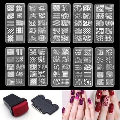 Nail Art Razítko Stencil Razítko šablony Plate Set Sada nástrojů Razítko Design Kit