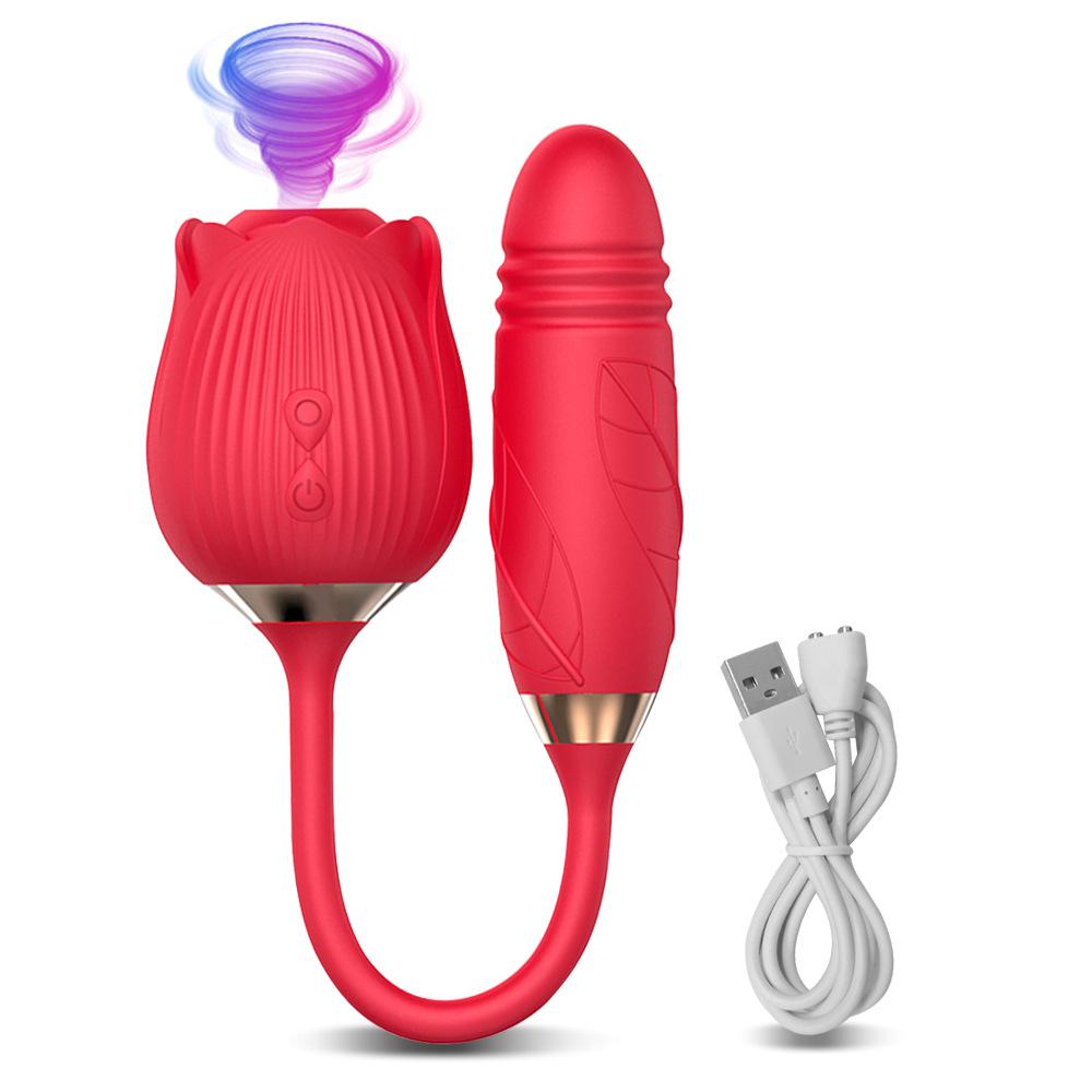 Rose Flower Vibrator: Telescopic Clitoral Stimulator & Suction/Blowing Sex Toy for Women