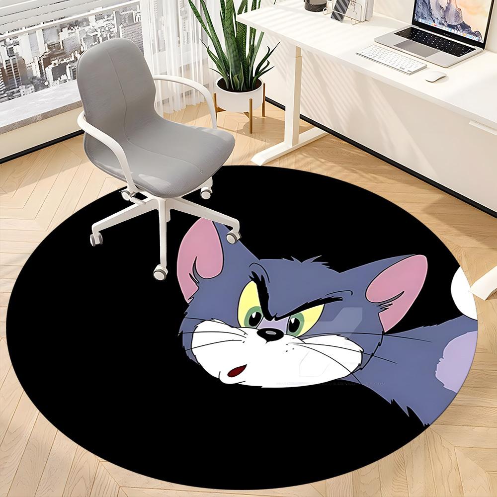 1PC Tom Cat Office Round Rug, Non-slip, Soft and Durable Office Rug for Interior Decoration, Perfect for Office Yy250915159