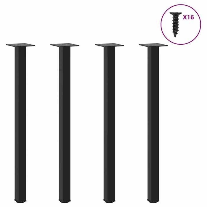 VidaXL Console Table Legs 4 Pieces Black 72-74 Cm Steel 4012456
