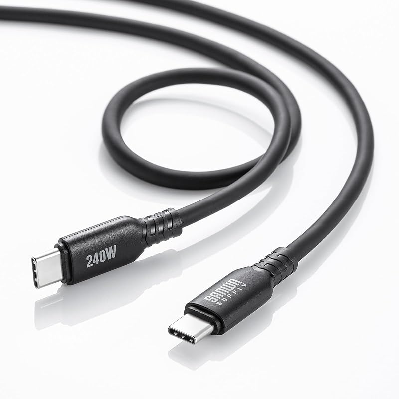 Sanwa Supply USB2.0 Type-C Silicon cable (PD240W/1m/black) KU-CCPES10BK