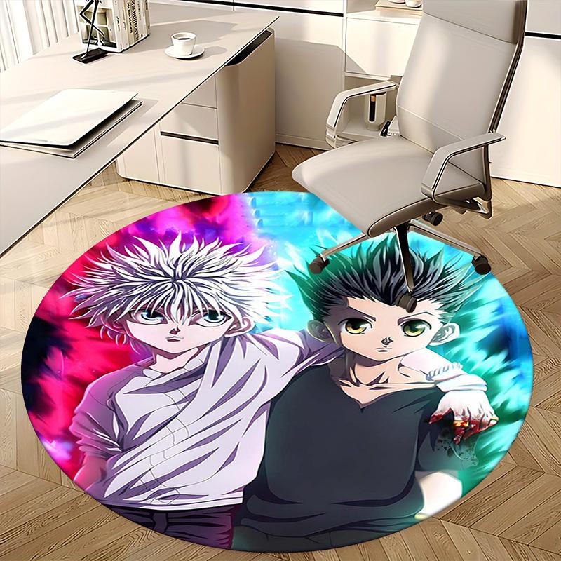 1pc Hunter X Hunter Killua & Gon Round Carpet - Anime Cartoon Design Office Chair Mat