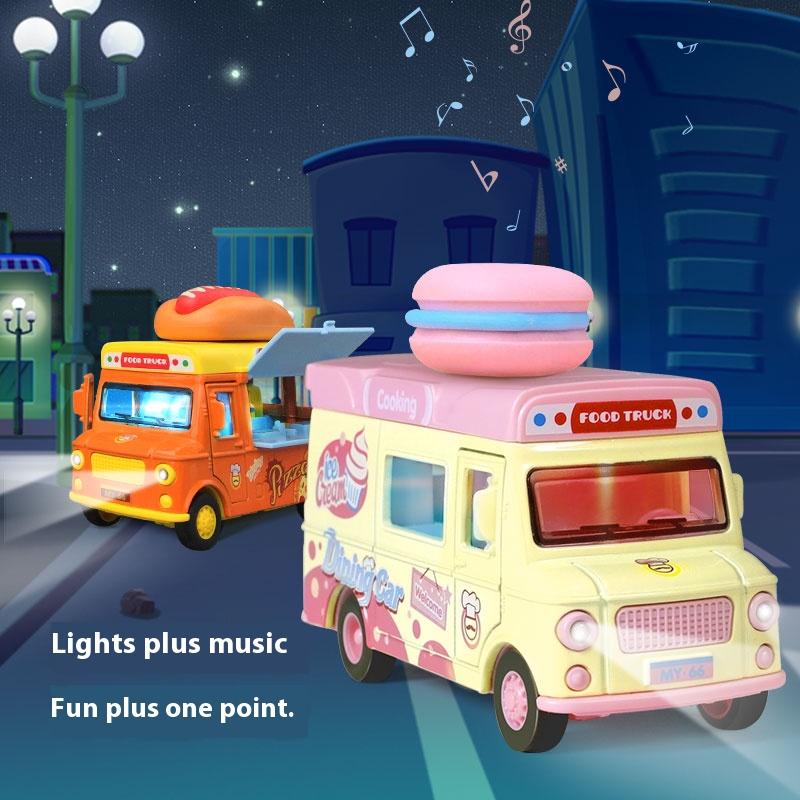 Metal Die-cast Food Truck Children's Toy Car Model, Parent-child Game Toy Vehicle, Improve Cognition, Halloween toy gifts