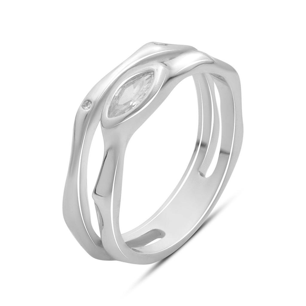 Серебряное кольцо с фианитами, вес изделия 3,71 гр (2187516)