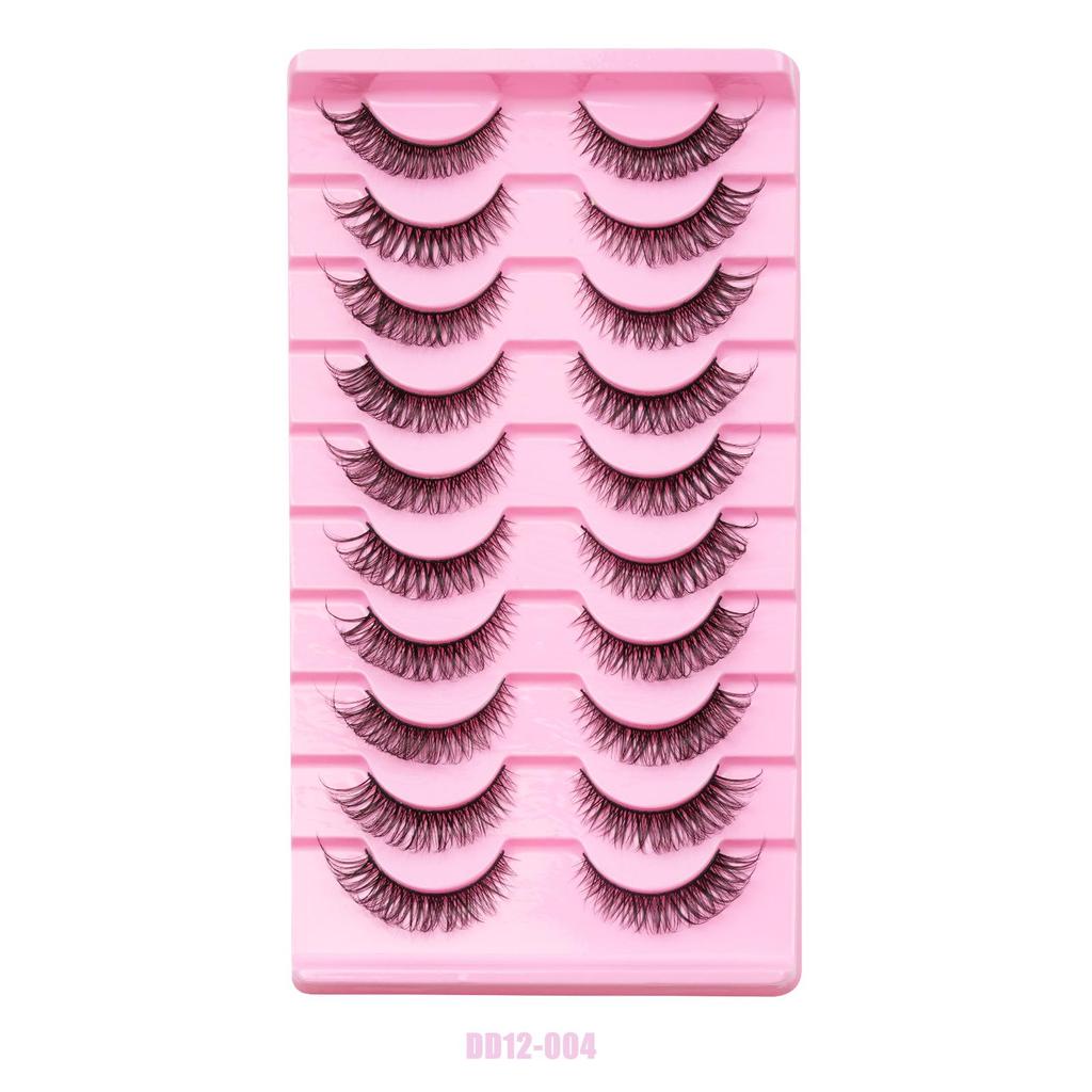Five-Pair Set of Thick, Curly, 3D Fox-Eye Cat-Eye False Eyelashes
