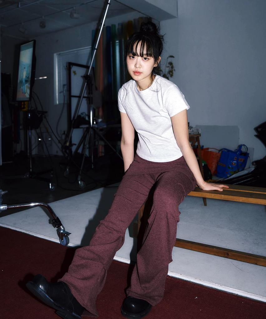 KIJIKO Ke609-Shirring Skirt Leggings Burgundy