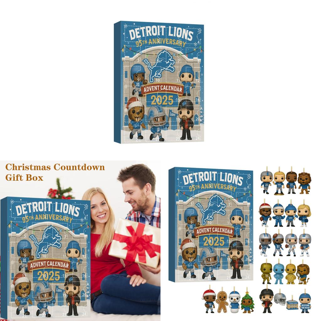 Detroit Lions 95. Jubiläum Weihnachts-Überraschungsbox Baumschmuck Aus Acryl Für Feiertagsdekoration