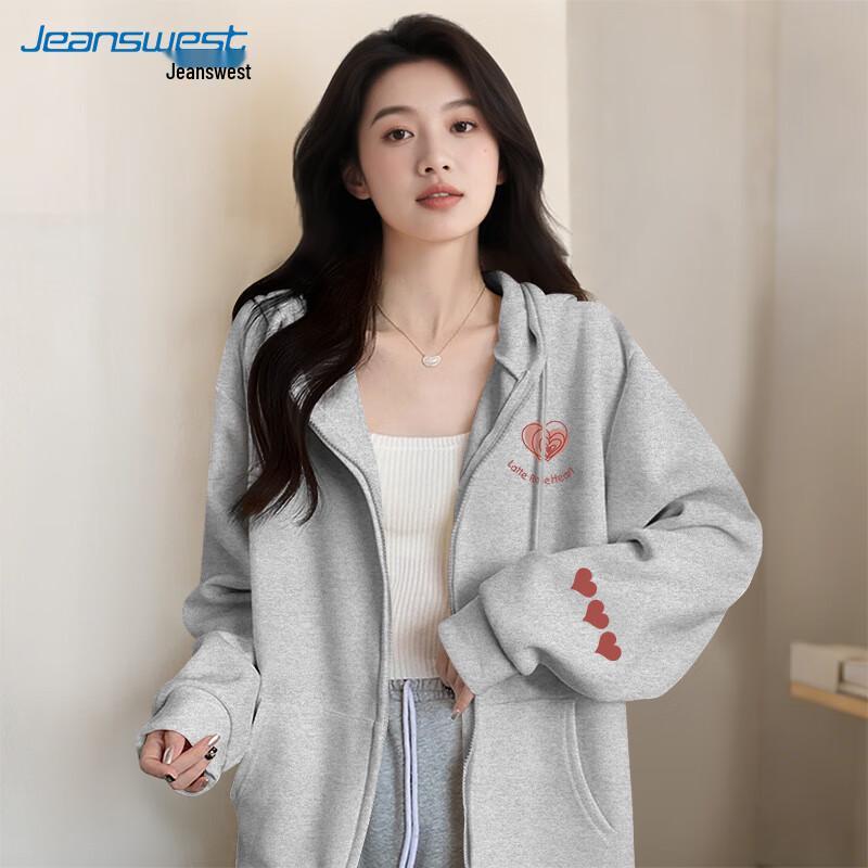 Jeanswest Women's Loose Fit Zip-Up Hoodie