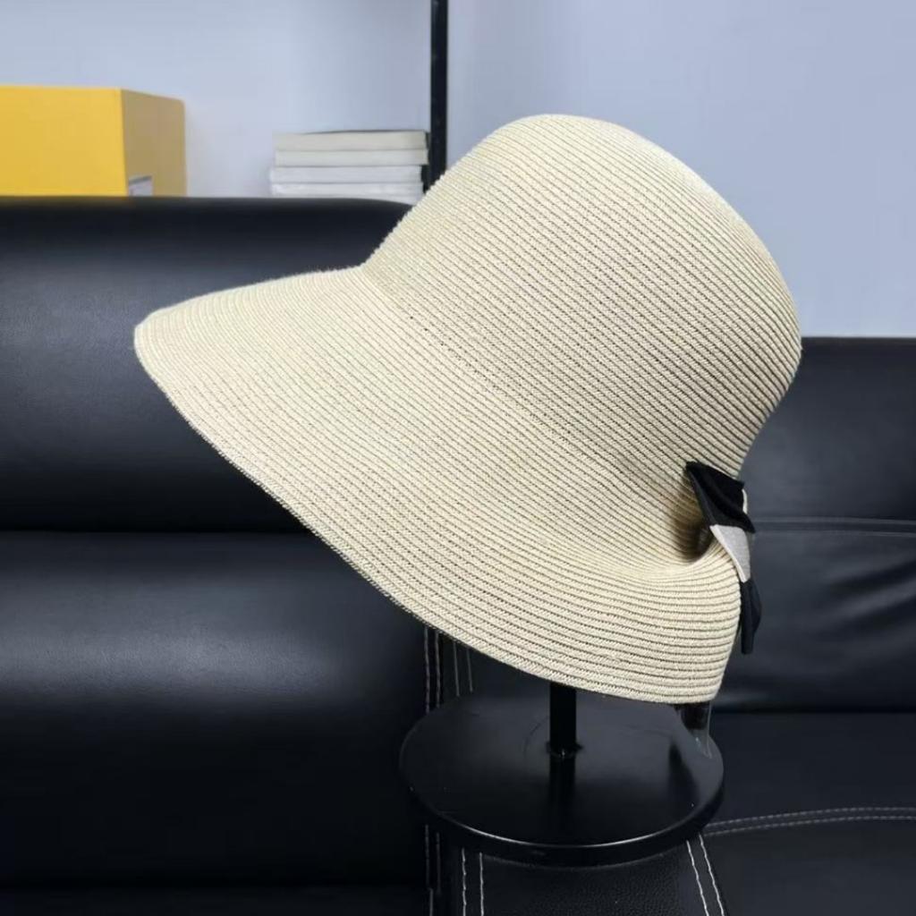 New summer travel sunscreen hat, big eaves, sunshade bow, versatile face, small foldable straw hat women