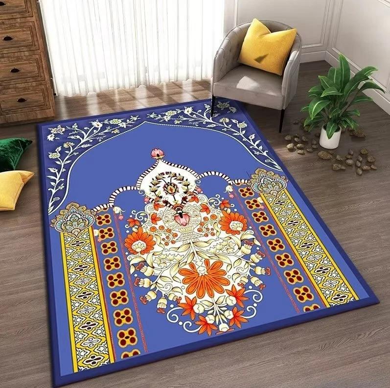 Islam Muslim Prayer Mat Living Room Decor Anti-slip Carpets Bedroom Bedside Soft Rug Entrance Doormat Machine Washable Carpet