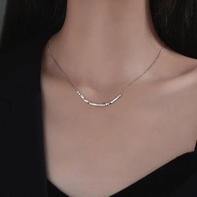 Banyan Tree S925 Silver Geometric Square Necklace - Trendy Korean Style Clavicle Chain for Women