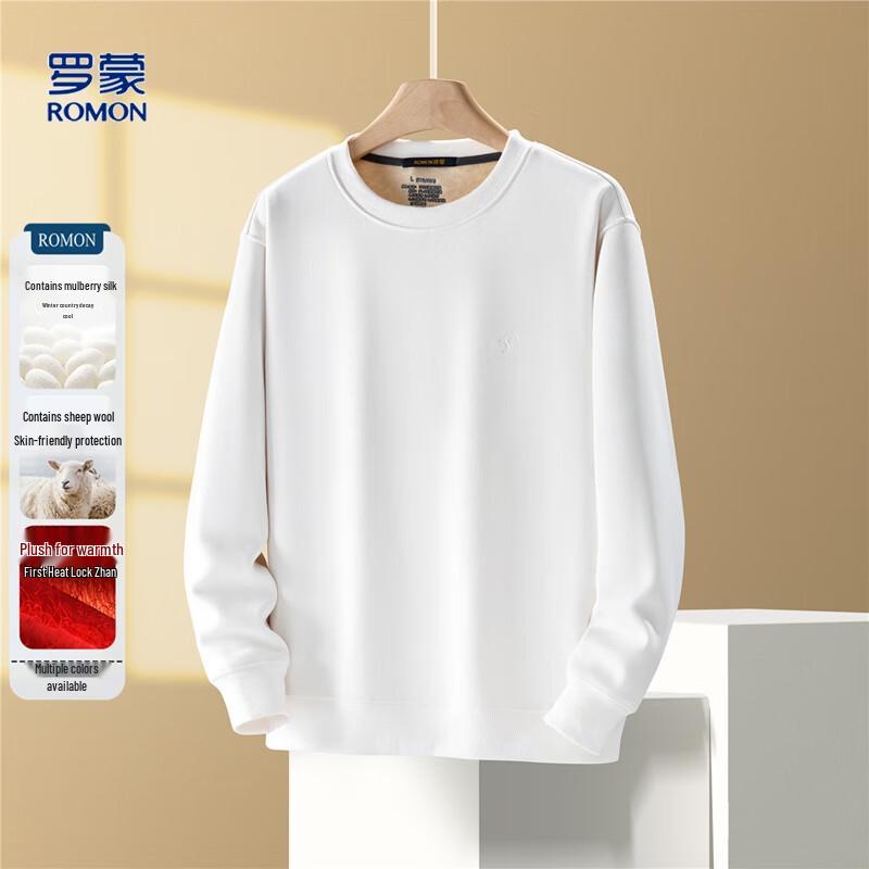 

Romon Men s Fleece-lined Crew Neck Sweatshirt L