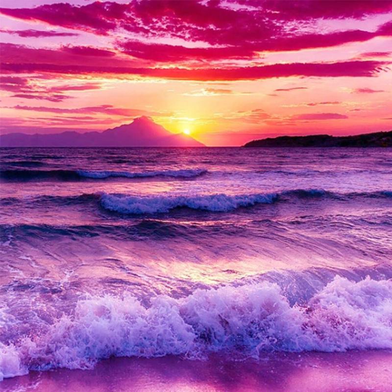 5D DIY Diamond Painting Embroidery Sunrise Landscape Cross Stitch Sea ...