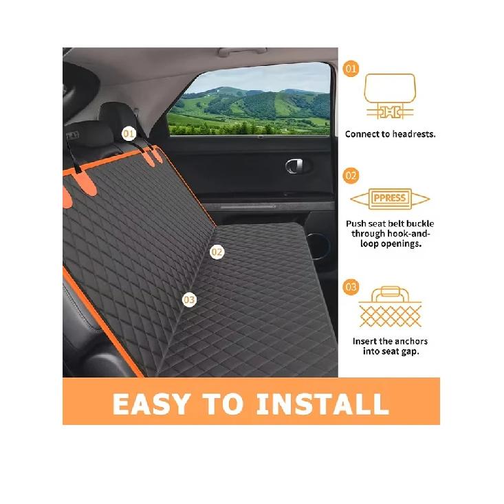 Waterproof Pet Car Seat Cover with Hanging Bag - Durable Polyester, Anti-Dirty Rear Cushion for Dogs and Cats