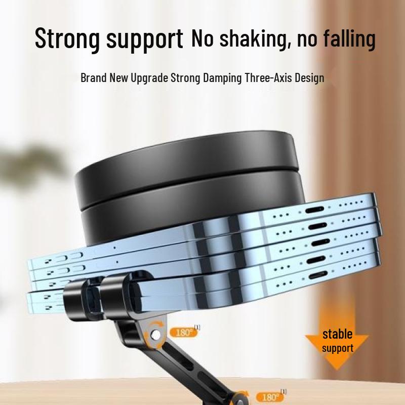 Universal Metal Phone and Tablet Holder: 360° Rotatable, Foldable Stand for Desktop and Live Streaming