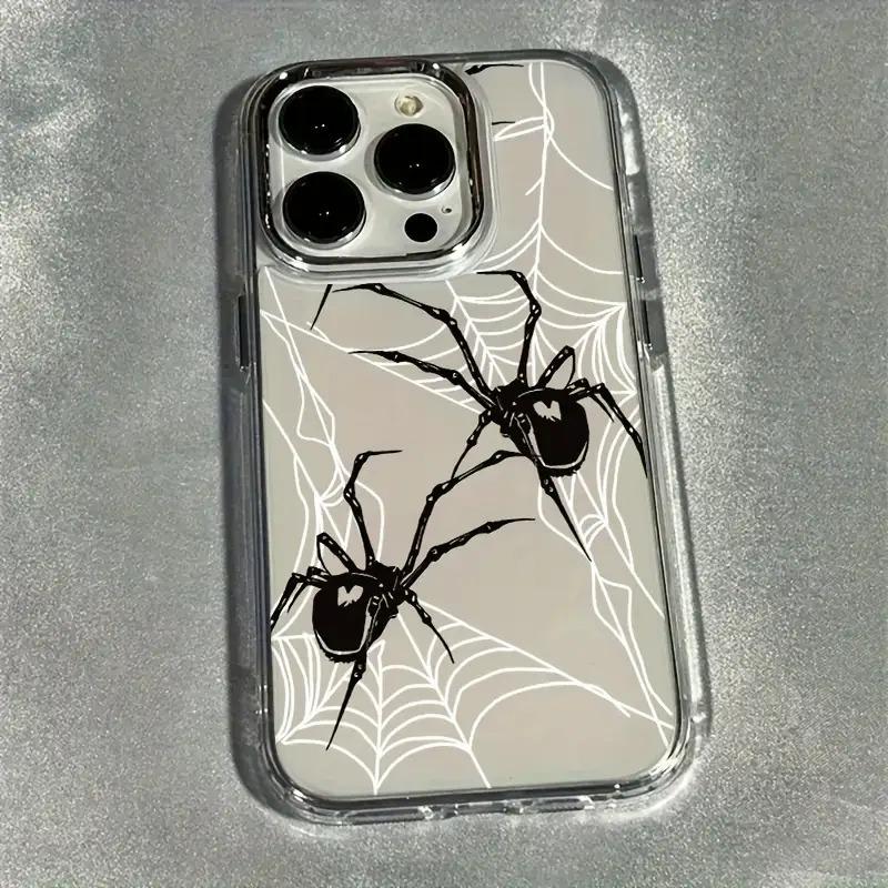 

Phone Case For iPhone 17 16 15 14 13 12 11 Pro Max XS X XR 7 8 Plus 16E 17 Air Spider Web Pattern Transparent Metal Frame Cover iPhone SE (2022)