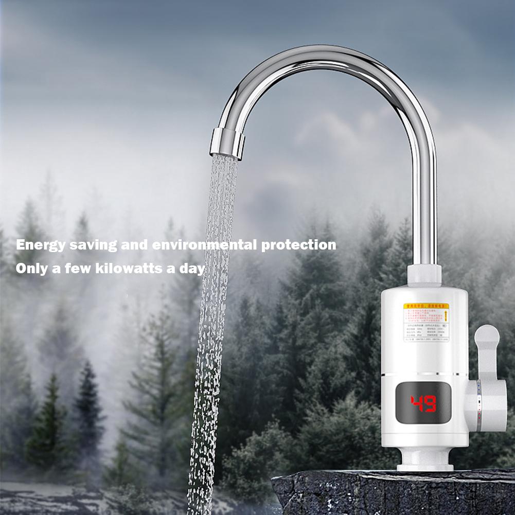 Electric Cold Heating Faucet 3000W Tankless Instantaneous Water Heater 360 Degree Rotation Water Heater LCD Digital for Kitchen