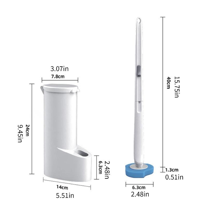 Replaceable Head Toilet Brush With Holders Set 16 Refills Sponge Pads Toilet Bowl Cleaner For Bathroom Cleaning Supplies