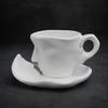 260ml European Style Bar Creative Gift Sculpture Couple Mug Exquisite Matte Ceramic Coffee Cup and Saucer Set