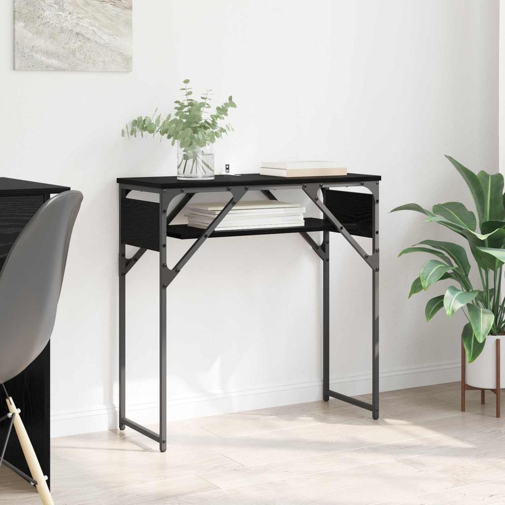 Console Table Black Oak Effect 75x30x75 Cm Wood Based Material