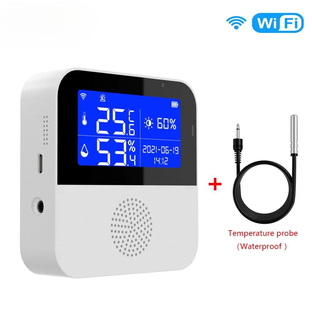 Wifi Temperature Humidity Sensor Alarm Smart Home Indoor Outdoor Thermometer Detector for Plant Aquarium Support Alexa Bbq