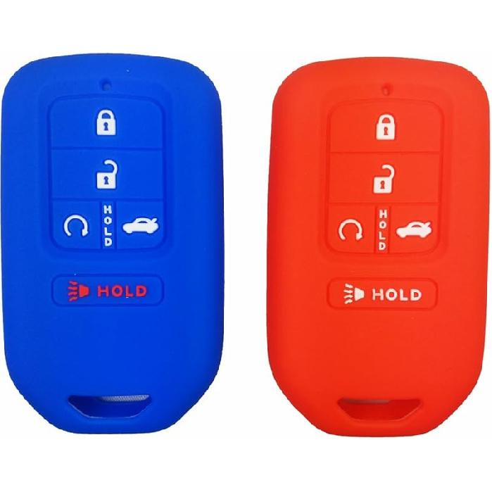 2Pcs Coolbestda Silicone Full Protective Key Fob Remote Cover Case Skin Jacket for 2017 2018    Honda Civic Accord Pilot CR-V 5 Buttons Smart Key
