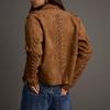 Womens Winter Slim Fit Suede Jacket With Fringe Detail Long Sleeve Short Coat