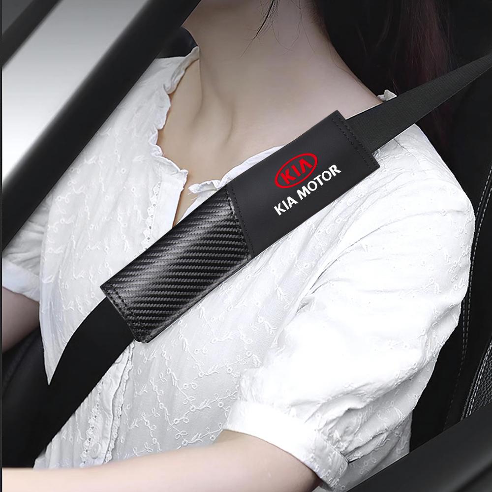 2026 Hot Car Sticker 2Pcs Car Seat Belt Shoulder Carbon fiber Protector Pads For Kia Rio 3 Soul Picanto EV6 Cerato Niro  Forte C