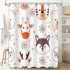 Animal Print Shower Curtain Set Cute Forest Animals Bath Decor with Flowers In White Orange for Bathroom Decorations Home Access