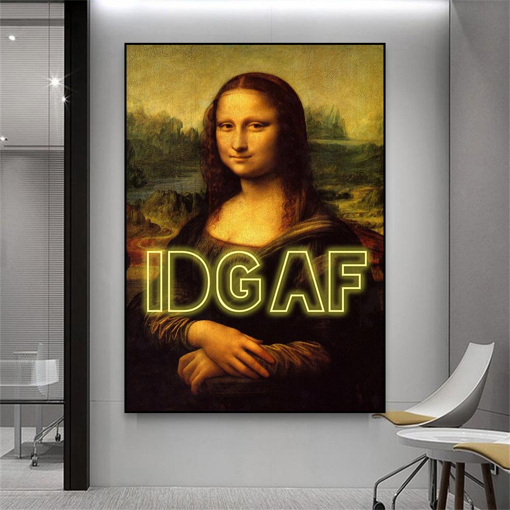 Vintage-Druck, Mona, verändertes Kunstposter, klassisches Ölgemälde, Mona Lisa, Neon-Leinwanddruck, Da Vinci-Leinwanddruck, Wandkunst, Heimdekoration