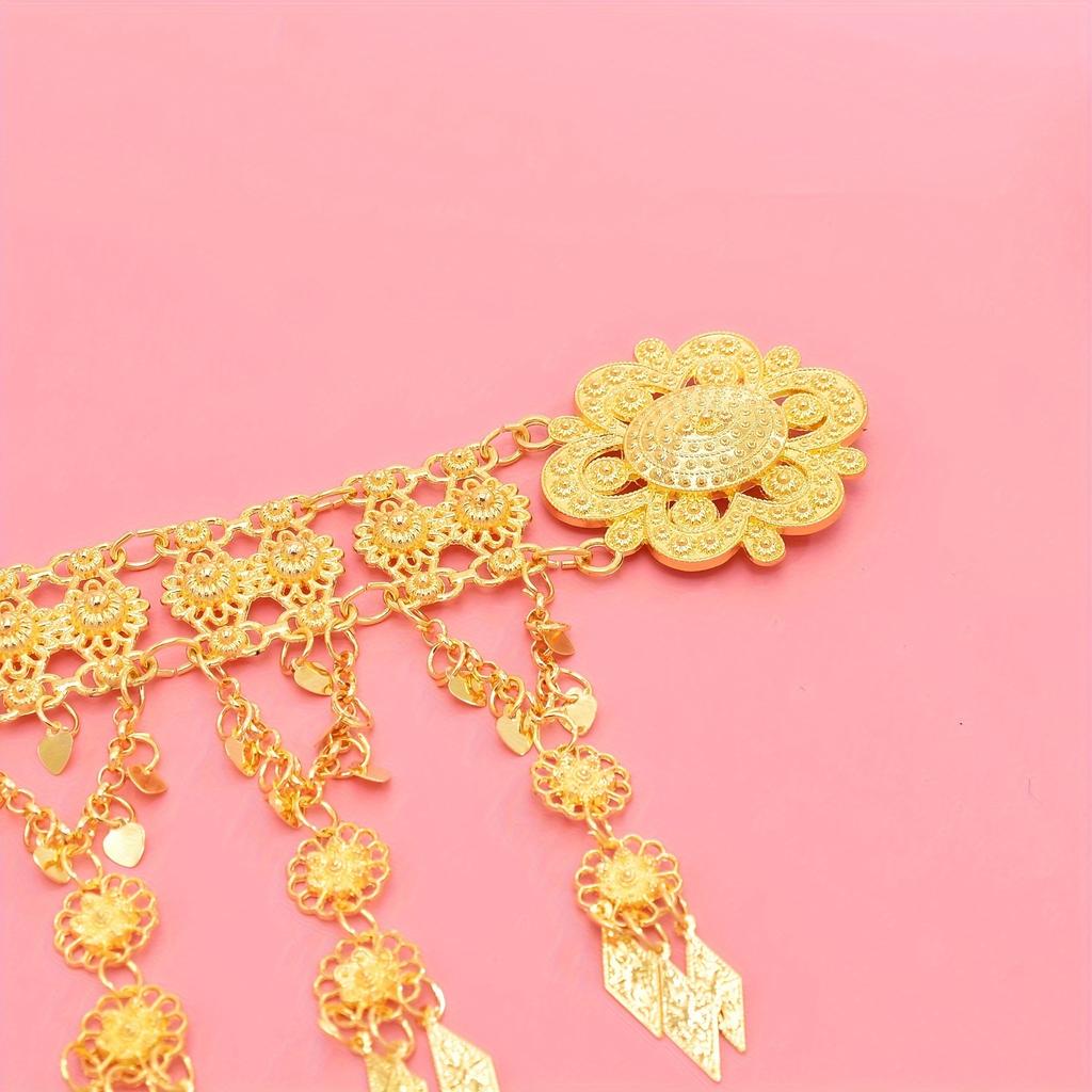 Gürtelkette mit Quaste aus goldenem Folienblatt, trendige hohle Taillenkette, Körperkette, Schmuckzubehör, Bohemian-Sexy-Stil