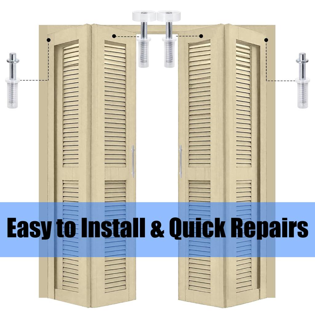 8Pcs Spring Loaded Bifold Door Hardware Kits Bifold Door Top Roller Guide Wheel And Top Pivot Door Hardware Easy To Use