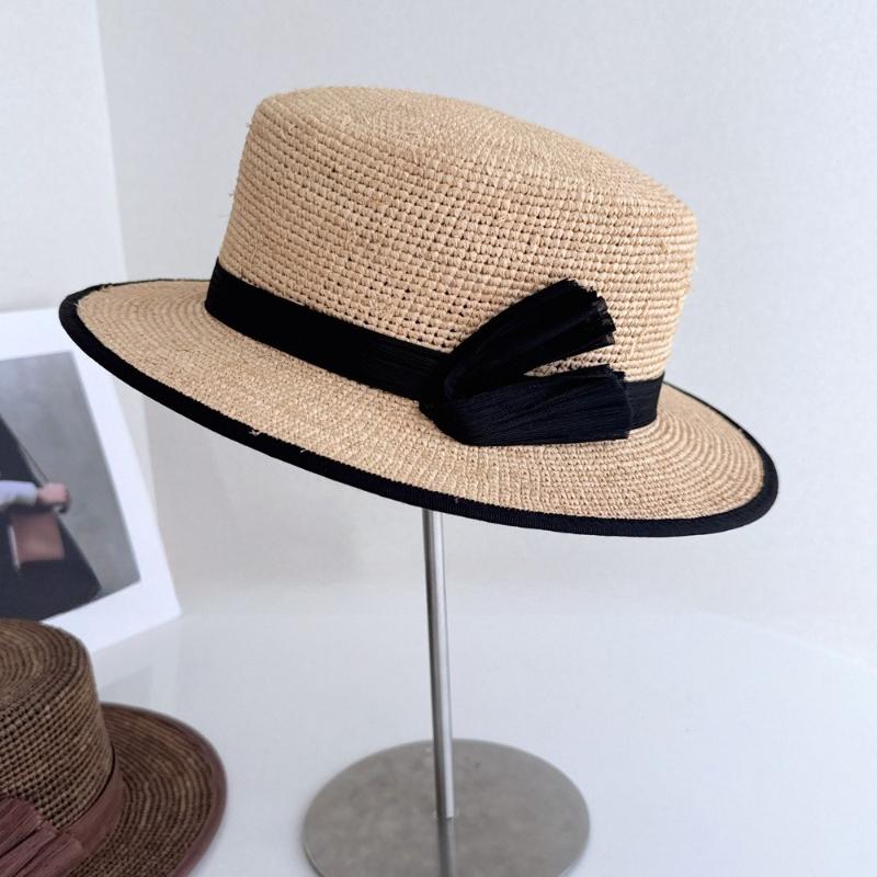 French Oversized Brimmed Hand Knitted Raffia Sun Hat Women Seaside Travel Sun Hat Elegant French Hepburn Style Sombrero