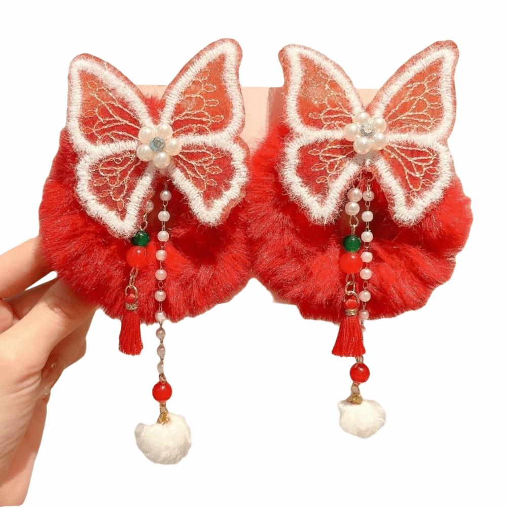 Traditional New Year Hair Ties Plush Children's Hair Ropes Celebration