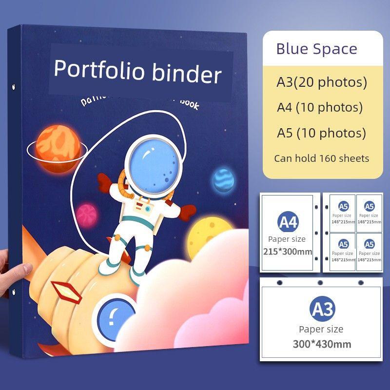 Large Certificate Wall-Mounted Display Award Collection Book Large A3/Space Blue (A3+A4+A5 Can Hold 160 Sheets)
