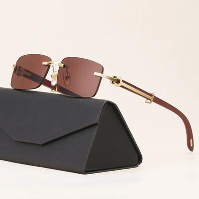 Vintage Randlose Rahmenlose Sonnenbrille Herren Mode Quadratische Brille Outdoor-Ausflüge Angeln Sonnenschutz nicht-polarisierte Brille