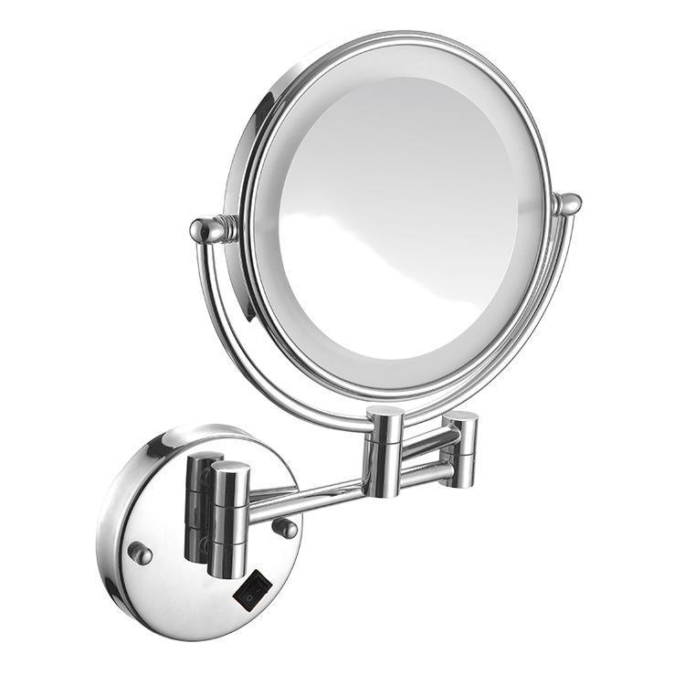 LED Bathroom Vanity Mirror with Folding Makeup Light - Wall-Mounted for Home & Hotel Use