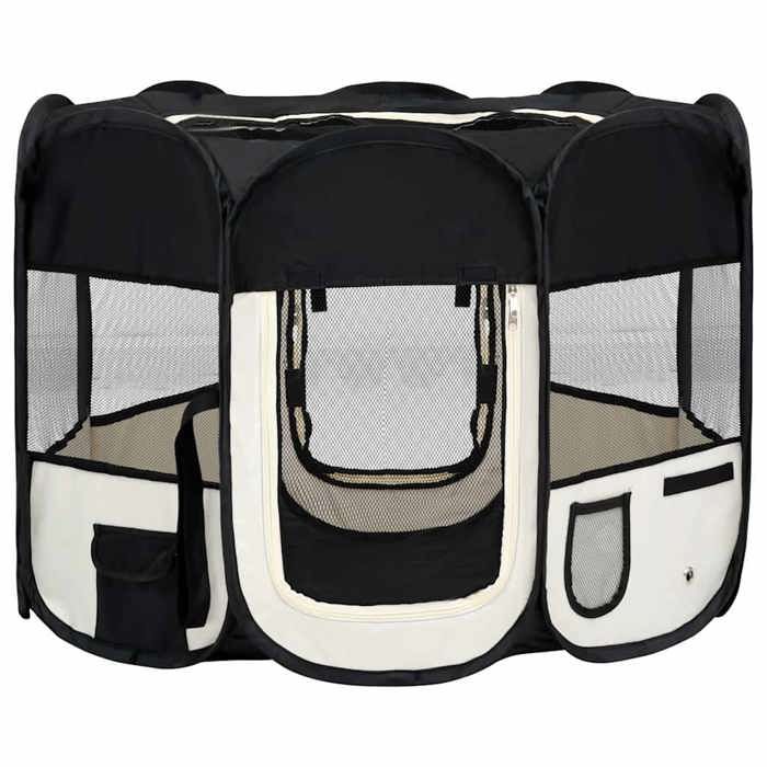 VidaXL Parc Pliable pour Chien avec Sac de Transport Noir 90x90x58 cm Enclos 171005