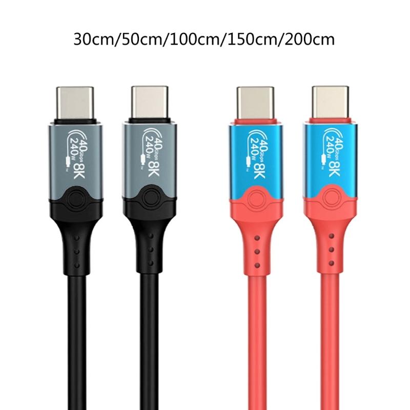 USB4 Cable 40Gbps USB C To USB C 240W Fast Charging Display Cable Support 8K@60Hz 40Gbps Data Cable for Smartphone