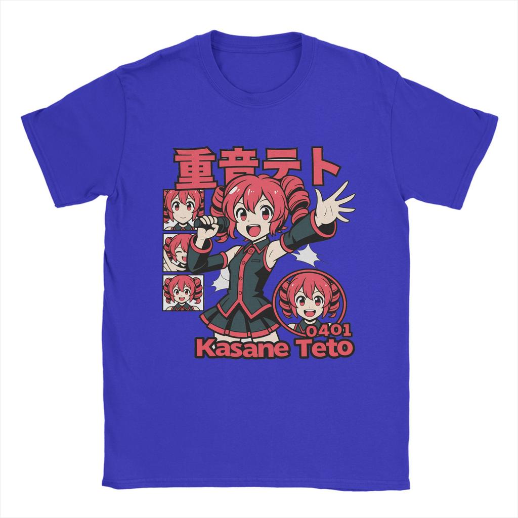 Kasane Teto Anime T-Shirt Sommer Baumwoll-T-Shirts Für Männer Trendiger Print T-Shirt Kurzarm Vintage T-Shirts