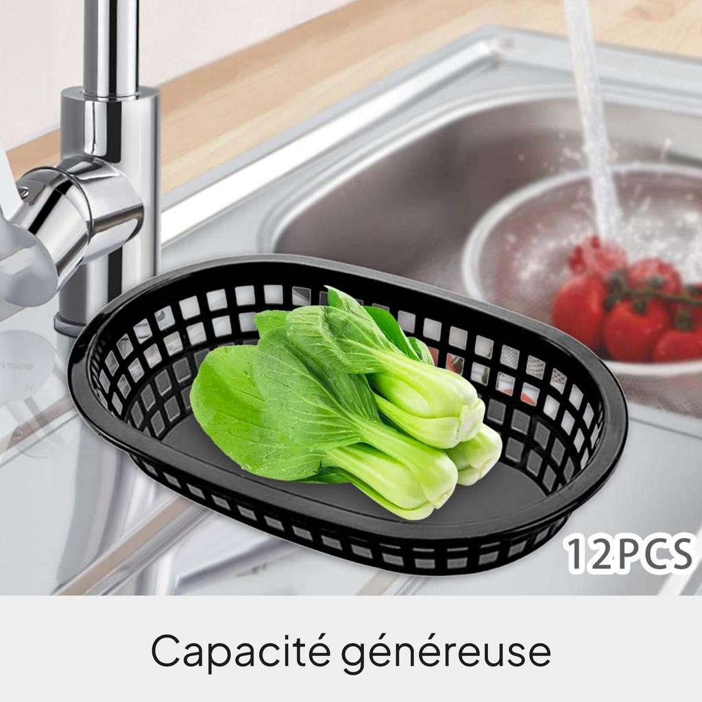 Oval Raceway Basket Large Plastic Food Tray for Parties Deli Sandwiches Fries Serving Set of