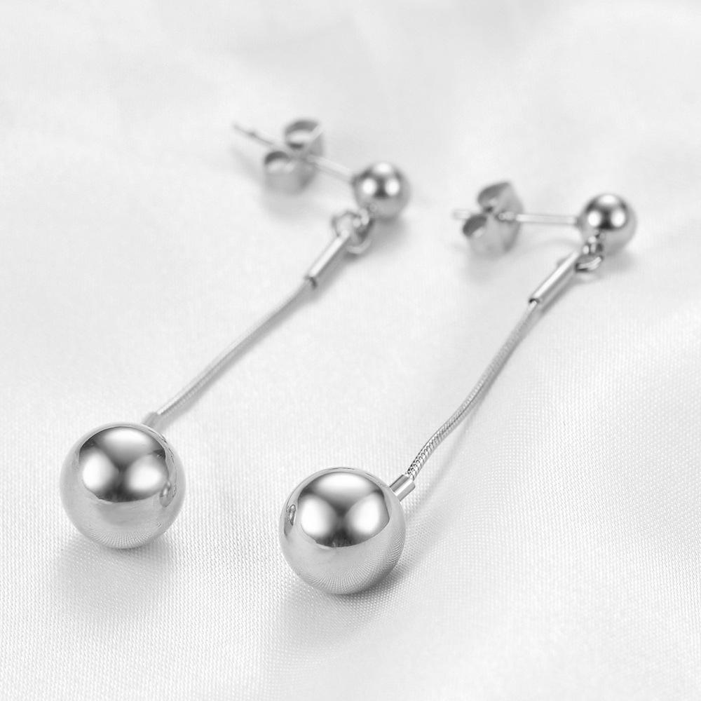 18K Gold Long Style Earrings with 10MM Round Beads