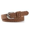 Velvet Studded Leather Belt with Pin Buckle - Retro Hip Hop Style for Women