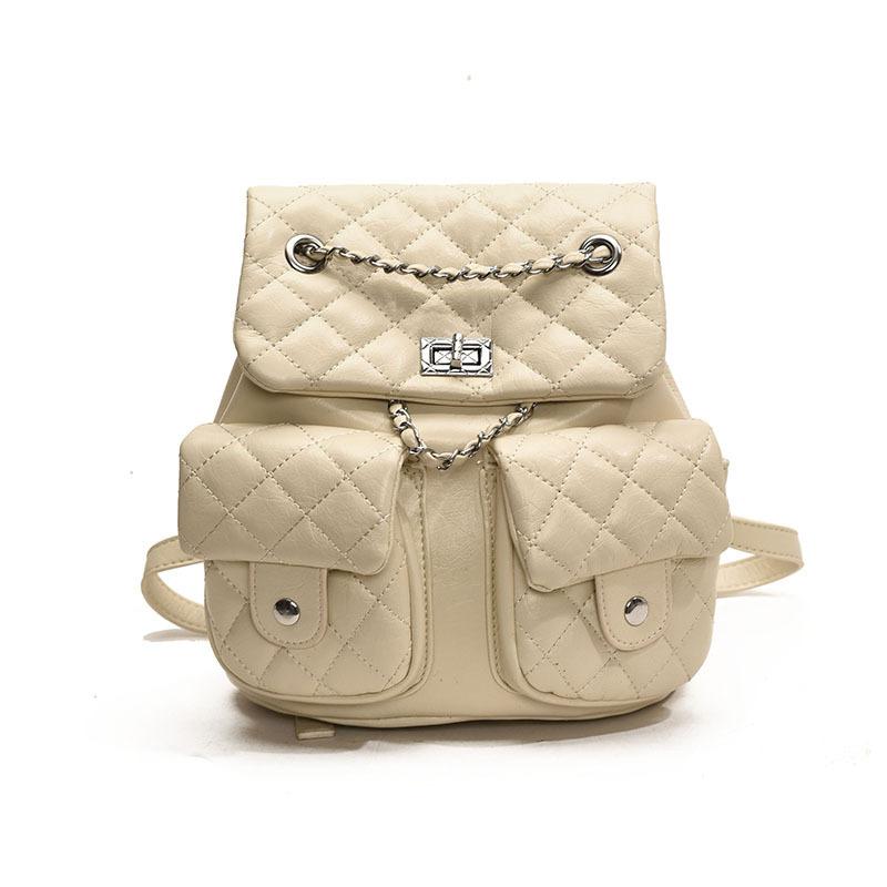 

Fashion diamond chain solid color fragrant backpack bag women s 2025 spring new fashion design trendy simple women s bag 21.5*12*24
