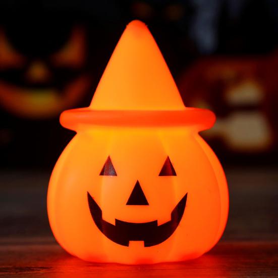 Halloween Pumpkin Night Light, LED Light-up Witch Hat Pumpkin, Spooky Cartoon Pumpkin Table Lamp for Holiday Party Decoration