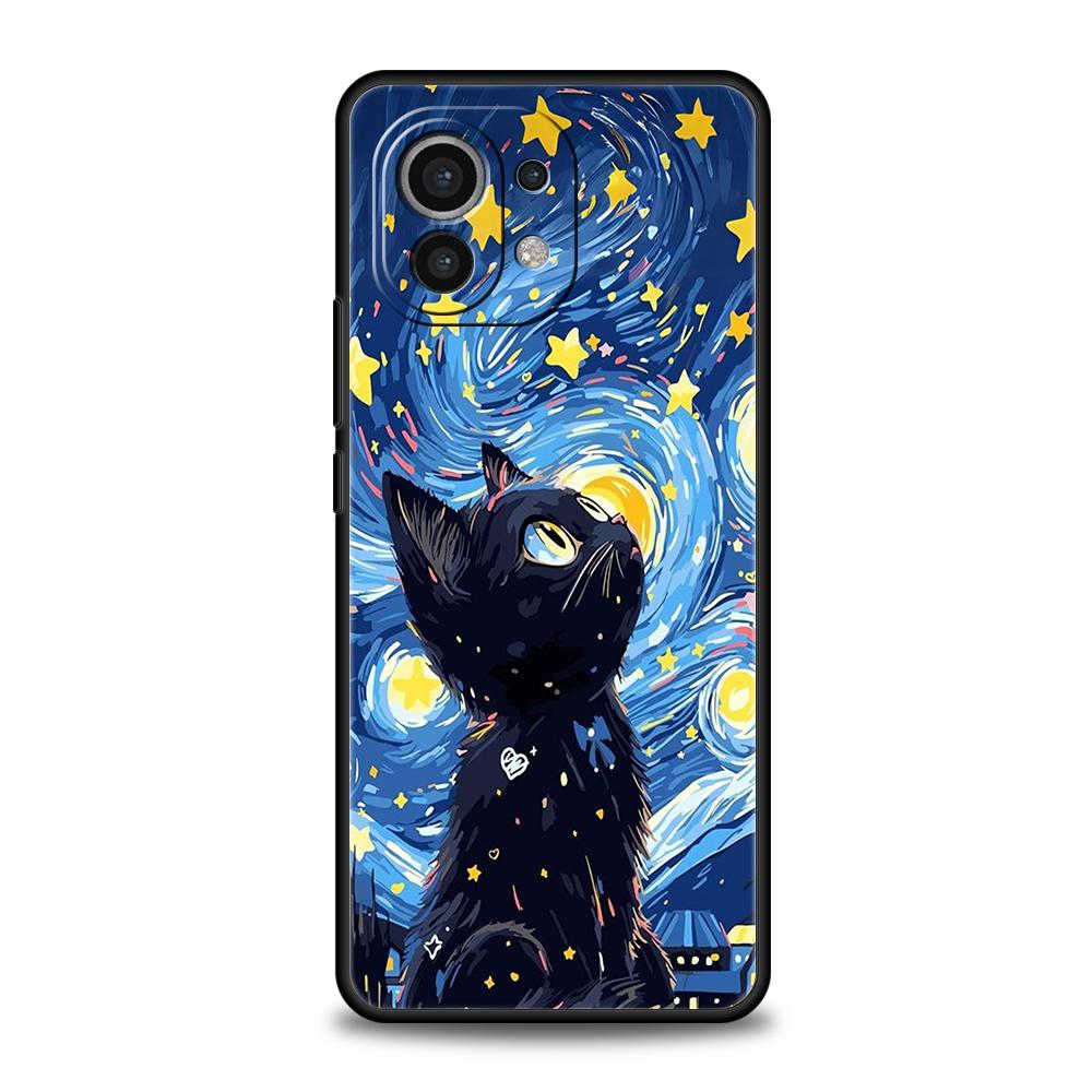Custodia per Telefono Gatto Van Gogh Cielo Stellato Per Xiaomi 15 14 13 12 Lite 14T 13T 12T Pro Poco X7 X6 X5 X4 X3 NFC F7 Ultra F6 Pro Cover