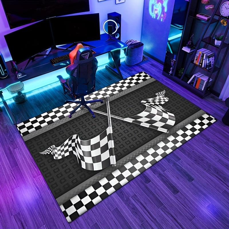 Racing Flag Theme Carpet Crystal Velvet, Decorate Your Living Room with Soft and Washable Carpet - Suitable for Outdoor,