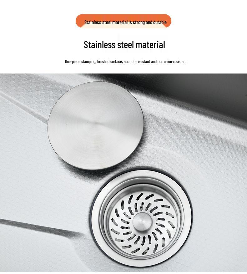 Stainless Steel Kitchen Sink with Drainer and Basket Strainer Accessories