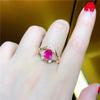 Russia 585 Purple Gold Plated Rose Gold Color Gold 18K Red Stone Ring Exquisite Fashion Personality Niche Women